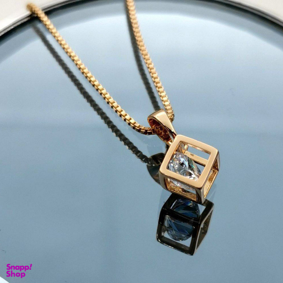 گردنبند زنانه ژوپینگ مدل مکعب تک نگین 333931