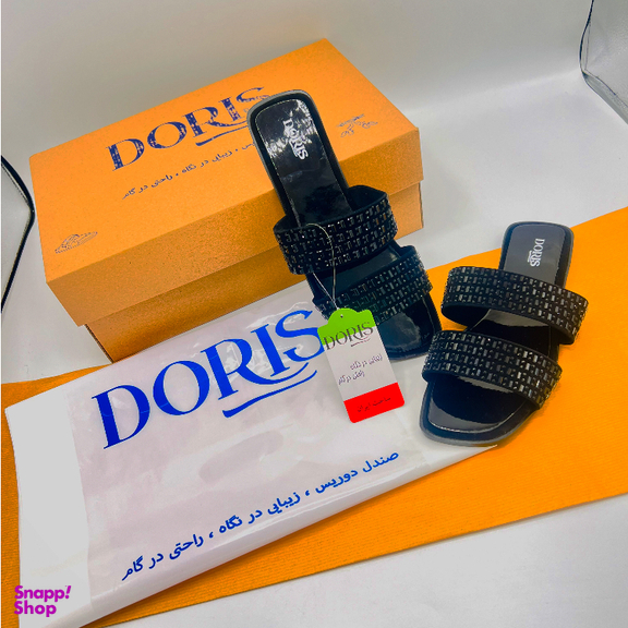 صندل زنانه دوریس مدل آسمان دو بند رنگ مشکی