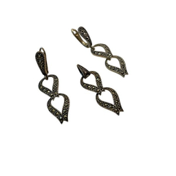 نیم ست نقره زنانه طرح سیاه قلم کد JWSET 10400