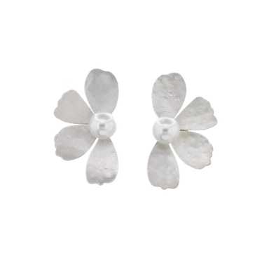 گوشواره زنانه مدل نیم گل همراه مروارید کد 332