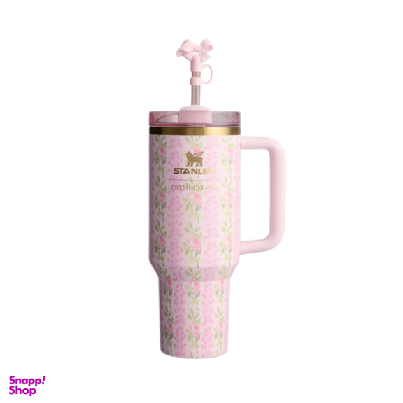 تراول ماگ استنلی مدل tumbler طرح گل جعبه کادویی ظرفیت 1180 میلی لیتر