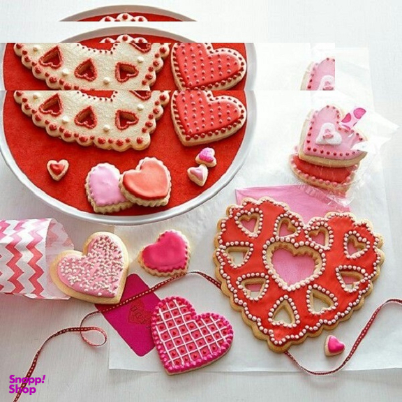 کاتر دو طرفه شیرینی پزی بهگز مدل قلب مجموعه 5 عددی