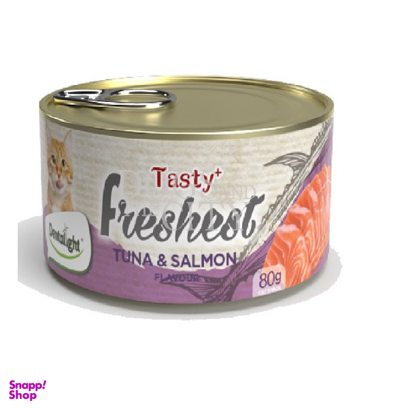 کنسرو غذای گربه دنتالایت مدل TUNA SALMON وزن 80 گرم بسته 6 عددی