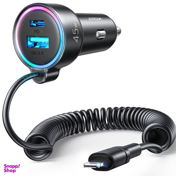 شارژر فندکی فست شارژ Type-C جوی روم مدل JR-CL08 به همراه کابل لایتنینگ طول 1.5 متر