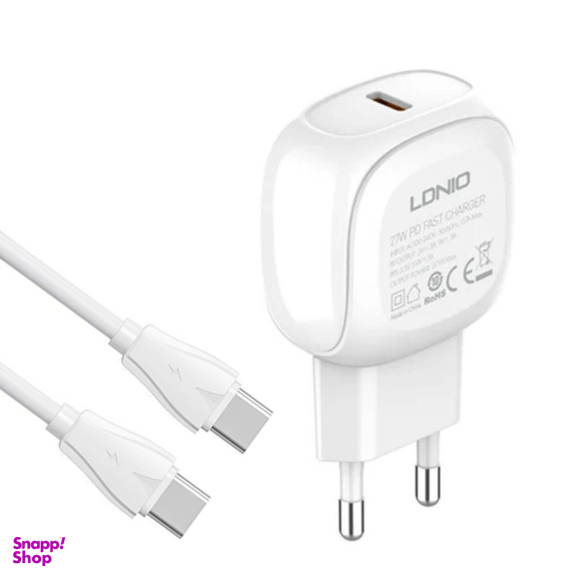 آداپتور شارژر 27 وات الدینیو مدل A1206C به همراه کابل تبدیل USB-C