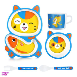 ظرف غذای کودک بامبو طرح گربه مجموعه ۳ عددی