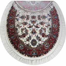 فرش ماشینی مدل بیضی طرح صبا رنگ کرم