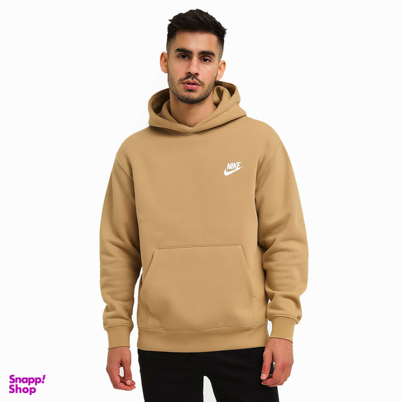 هودی مردانه کد H312 طرح نایک رنگ کرم