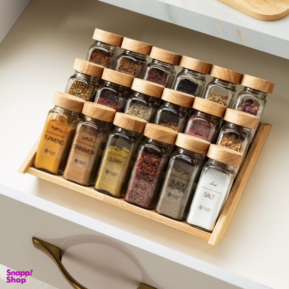 سرویس جای ادویه 18 پارچه گلدن استار مدل PORO-500 به همراه استند