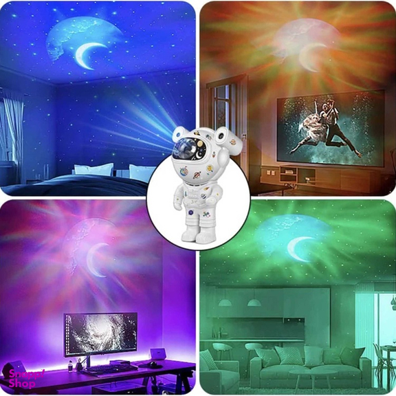 چراغ خواب مدل فضانورد کهکشانی اسپیکر دار کد 03 به همراه جاکلیدی مجموعه 2 عددی