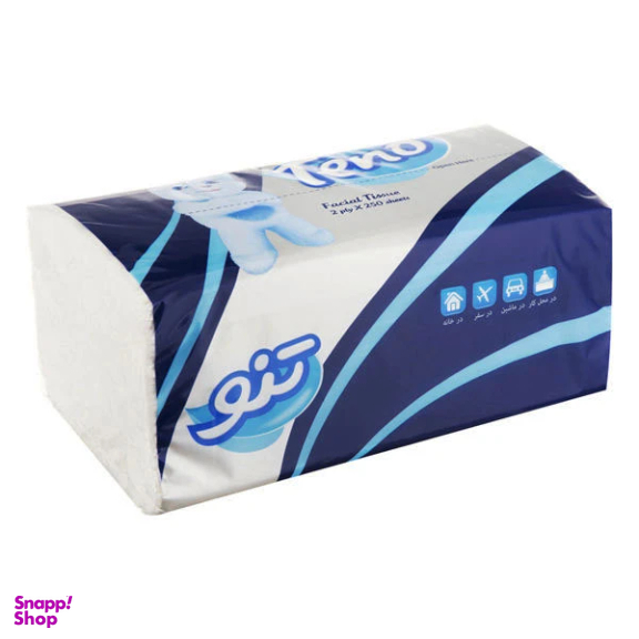 دستمال کاغذی 250 برگ تنو کد 001 بسته 3 عددی