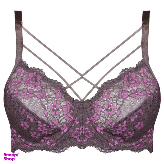 ست شورت و سوتین زنانه کارنا رز مدل فنردار هارنس ضربدری کد 4872-2035 رنگ قهوه ای