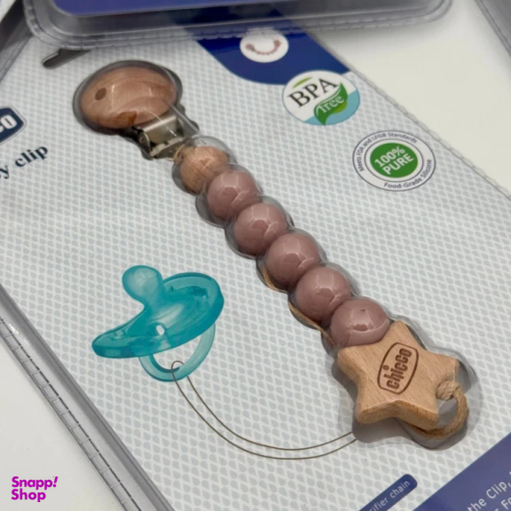 بند پستانک چوبی چیکو مدل wooden clipper