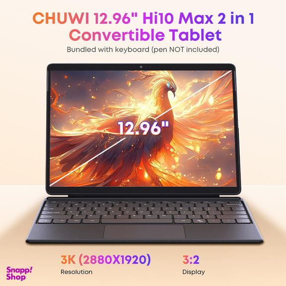 تبلت 12.96 اینچ چووی مدل Hi10 Max N150 با ظرفیت 512 گیگابایت و رم 12 گیگابایت، رزولوشن دوربین 8 مگاپیکسل، پشتیبانی از کیبورد و قلم