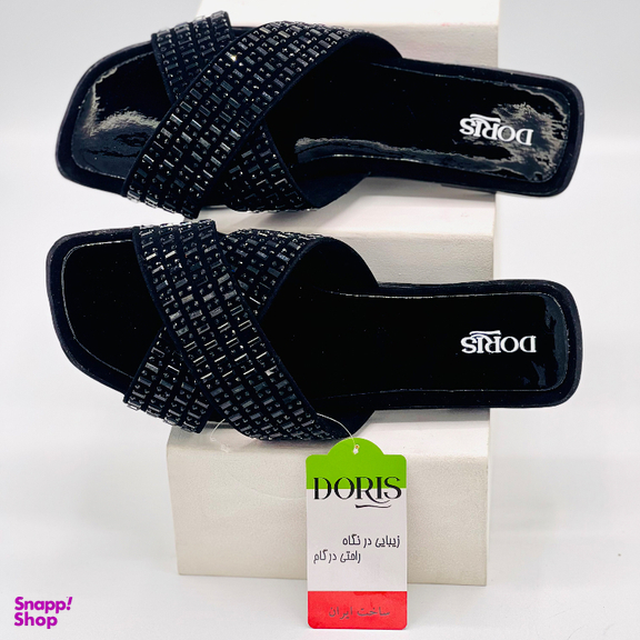صندل زنانه دوریس مدل آسمان ضربدری رنگ مشکی