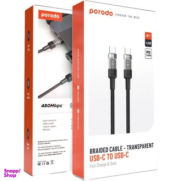 کابل Type-C پرودو کد PD-100WCCTH-BK طول 1.2 متر