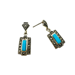 گوشواره نقره 925 عیار زنانه طرح نگین آبی کد EAR 001213