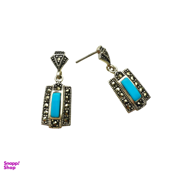 گوشواره نقره 925 عیار زنانه طرح نگین آبی کد EAR 001213