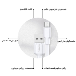 کابل تبدیل USB به MicroUSB پاواریال مدل DC-125 طول 1 متر