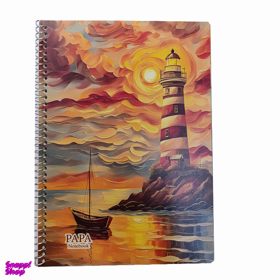 دفتر مشق 200 برگ پاپا طرح فانوس دریایی