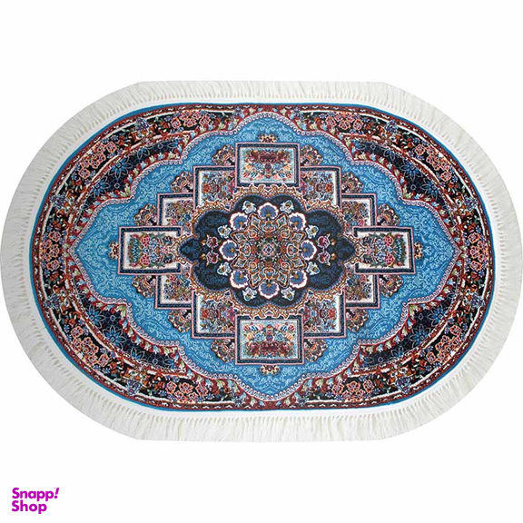 فرش ماشینی مدل بیضی طرح ناردون رنگ آبی