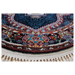 فرش ماشینی مدل بیضی طرح ناردون زمینه سرمه ای