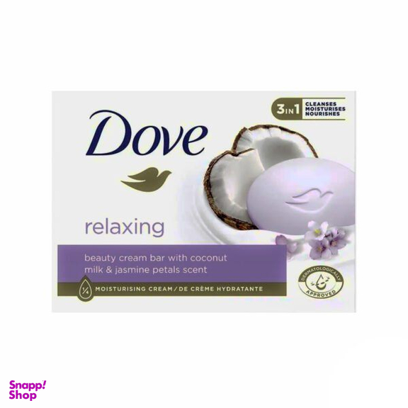 صابون داو مدل Relaxing رایحه شیر نارگیل و گل یاس وزن 90 گرم