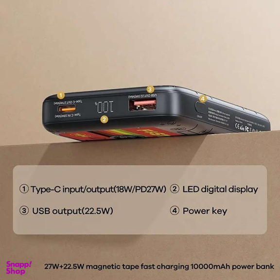 پاوربانک ریمکس مدل Tape Fast Charge 22.5W ظرفیت 10000 میلی آمپر ساعت