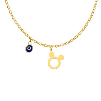 گردنبند طلا 18عیار دخترانه کرابو طرح میکی موس مدل Kr11097