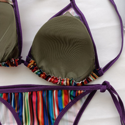 مایو دو تکه زنانه طرح فانتزی راه راه کد 299