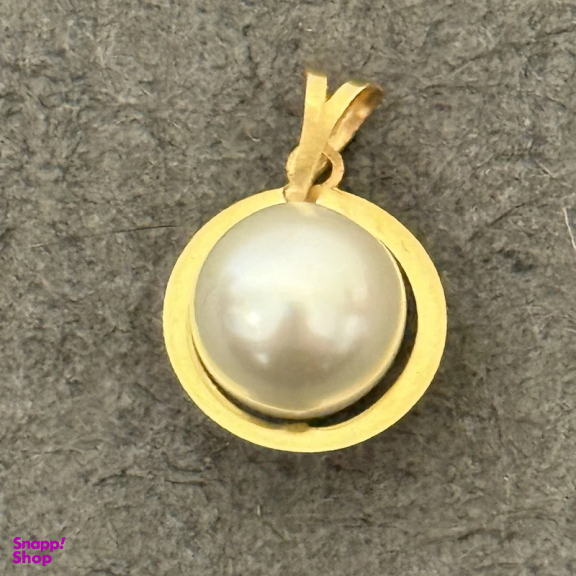 پلاک گردنبند طلا 18 عیار زنانه مدل مروارید سفید