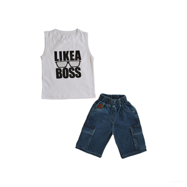 ست تاپ و شلوارک بچگانه مدل BOSS