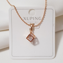 گردنبند زنانه ژوپینگ مدل مکعب تک نگین 333931