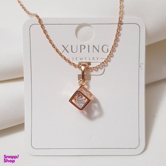 گردنبند زنانه ژوپینگ مدل مکعب تک نگین 333931