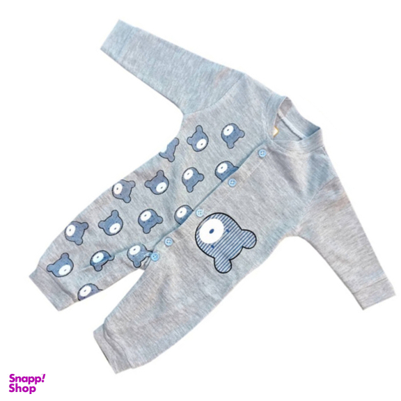 ست سرهمی و کلاه نوزادی مدل سگ نگهبان رنگ طوسی