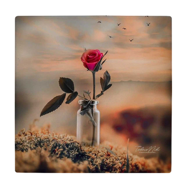 زیر لیوانی طرح گلدان شیشه ای و گل رز کد 4046091_2491