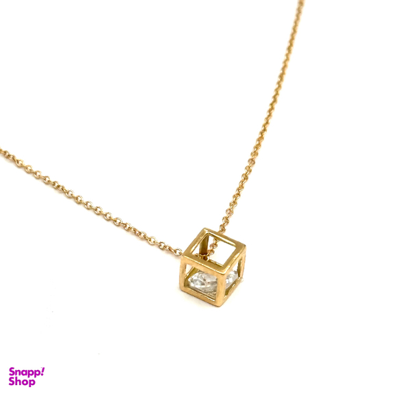 گردنبند طلا 18 عیار زنانه مدل مکعب نگین کد 160003