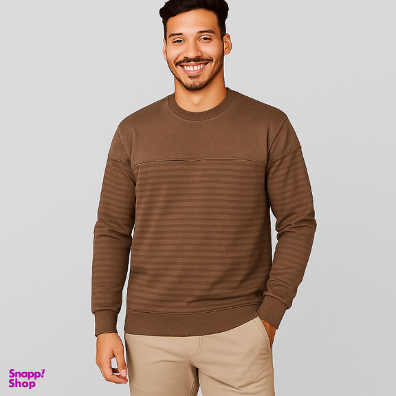 پلیور آستین بلند مردانه مدل 199390 رنگ نسکافه ای