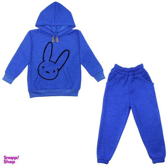 ست هودی و شلوار پسرانه مدل خرگوش A100 رنگ آبی