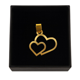 پلاک گردنبند طلا 18 عیار زنانه طرح دابل قلب کد 021