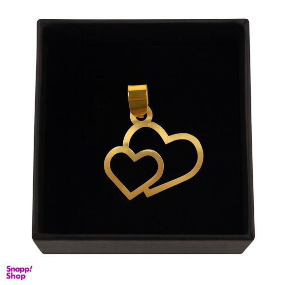 پلاک گردنبند طلا 18 عیار زنانه طرح دابل قلب کد 021