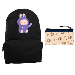 کوله پشتی طرح عروسک لبوبو کد 746 به همراه جامدادی