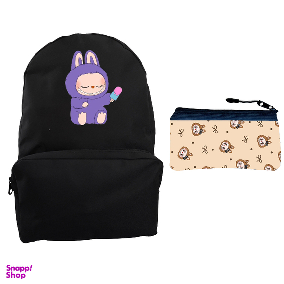 کوله پشتی طرح عروسک لبوبو کد 746 به همراه جامدادی