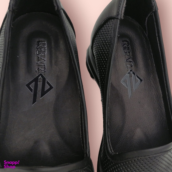 کفش طبی زنانه چرم ریباری مدل R60 رنگ مشکی
