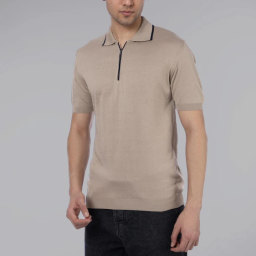پولوشرت بافت آستین کوتاه مردانه مدل GD-s-16899499 رنگ کرم