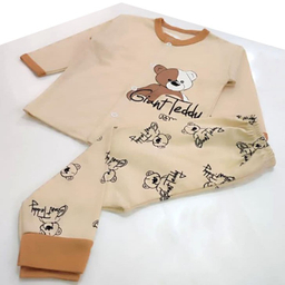 ست شومیز و شلوار نوزادی مدل تدی کد 4033 رنگ کرم