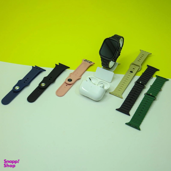 ساعت هوشمند ورنا مدل W49 Ultra مجموعه 7 بندی به همراه هندزفری مدل Airpod Pro