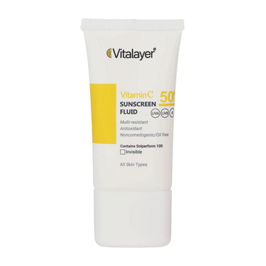 فلوئید ضد آفتاب بی رنگ ویتالیر مدل ویتامین C با SPF50 حجم 50 میلی لیتر