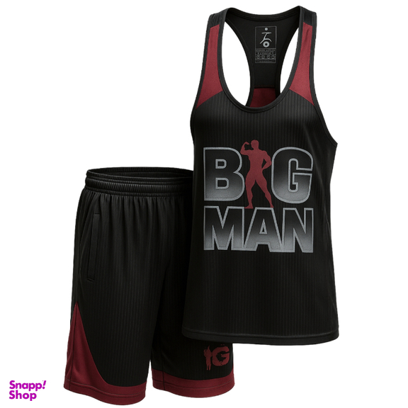 ست تاپ و شلوارک ورزشی مردانه کد 1551 رنگ مشکی زرشکی