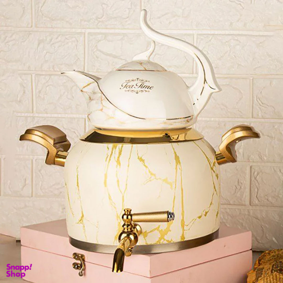 ست کتری قوری کروپ ست مدل رنگی ماربل کد 915